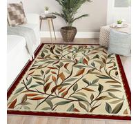 Tapis lavables 100x150 pour Salon Chambre Couchage Enfant nurserie carpette William Morris Beige Olive Rouille résistant aux Taches antidérapant Animaux et Enfants