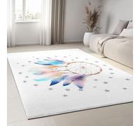 Tapis Lavables 120 x 170 cm pour Salon Tapis Antidérapants Attrape Rêves Aquarelle Plumes pour Chambre, Minimalisme Runner Doux à Poils Courts pour Bureau Salle de Bain Salle à Manger Salle de Jeux