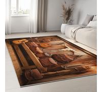 Tapis Lavables 120 x 170 cm pour Salon, Tapis Antidérapants Western Cowboy Guitare pour Chambre - Style Rétro Runner Doux à Poils Courts pour Bureau Salle de Bain Salle à Manger Salle de Jeux