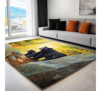 Tapis Lavables 140 x 200 cm pour Salon, Tapis Antidérapants Forêt Animaux Ourson Ourson pour Chambre - Paysage Naturel Runner Doux à Poils Courts pour Bureau Salle de Bain Salle à Manger Salle de Jeux