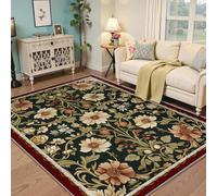 Tapis lavables 140x200 carpette Traditionnels Floraux pour Salon Laine synthétique Douce botanique rétro Vintage Chambre Salle à Manger antidérapants Non dérapants Ferme Poils Bas Bureau Domicile