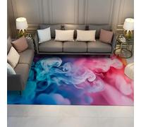 Tapis lavables 140x200cm Rugs rêve Salon Fluide à Motifs de tourbillons colorés Tapis Doux à Motif de Sol Bleu Rose Moquette de Sol à Brume Rose Chambre Cuisine Chambre bébé