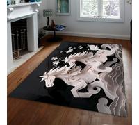 Tapis lavables Chic Oriental Fllor Mat 3D Papier découpé Cheval au Galop Décor de Style Chinois Tapis Mince antidérapant pour Bureau de Classe 120x180cm