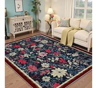 Tapis lavables de Style Victorien Traditionnel Tapis botanique coloré à Fleurs Sauvages Tapis antidérapant Poil Bas pour Chambre d’Amis Entrée Hall d’entrée Bienvenue 180x270cm