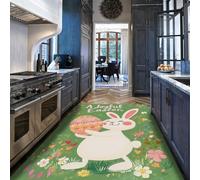 Tapis lavables pour Le Salon 60x100cm Rugs à Poil Bas à Poils Bas Motif Floral printanier intérieur pour Salon Chambre Salle à Manger Tapis de Sol œuf de Lapins de Pâques