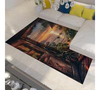 Tapis lavables pour Une cabane de Plage, Plantes Tropicales, Design couchant de Soleil, Moquette antidérapante et Douillette pour Salon, Chambre, Patio, Bureau ou Appartement, sols 200x300cm