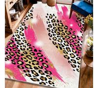 Tapis léopard, contemporain à rayures de pêche audacieuses et accents dorés N/a pêche dos antidérapant tapis de sol rectangulaire pour salon, chambre à coucher, couloir, bureau, décoration 1,2 x 1,8 m