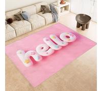 Tapis Lettre 50x80 cm Texture Douce Cachemire Anti Dérapant Tapis Mignon Rose 3D Imprimé Motif Nettoyage Facile à l'Aspirateur ou en Machine Convient pour Salle de Bain Cuisine Entrée Carpet
