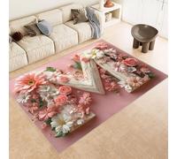 Tapis Lettre 60x120 cm Texture Douce Cachemire Anti Dérapant Tapis Art Lettre 3D Imprimé Motif Nettoyage Facile à l'Aspirateur ou en Machine Convient pour Salle de Bain Cuisine Entrée Carpet