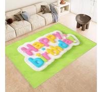 Tapis Lettre 60x120 cm Texture Douce Cachemire Anti Dérapant Tapis Joyeux Anniversaire 3D Imprimé Motif Nettoyage Facile à l'Aspirateur ou en Machine Convient pour Salle de Bain Cuisine Entrée Carpet