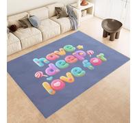 Tapis Lettre 60x90 cm Texture Douce Cachemire Anti Dérapant Tapis Mignon Bleu 3D Imprimé Motif Nettoyage Facile à l'Aspirateur ou en Machine Convient pour Salle de Bain Cuisine Entrée Carpet