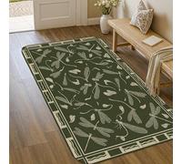 Tapis libellule, art naturel, fleur, feuille, printemps, vert, antidérapant, tapis d'intérieur qui ne perd pas ses poils, pour entrée, salle de bain, buanderie, 0,9 x 1,5 m