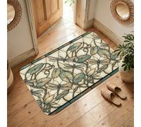 Tapis libellule, feuille naturelle, fleur, printemps, bleu sarcelle, tapis d'intérieur à poils courts en éponge qui ne perd pas ses poils pour salle de bain, entrée, cuisine, chevet, 0,9 x 1,5 m