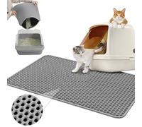Tapis Litière Chat 60 X 40 Cm - Tapis Chat Imperméable-Double Couche Tapis de Litière pour Chat - Tapis Litière pour Bac à Litière Chat et Toilette Chat- Tapis Litière Pour Chat - Gris
