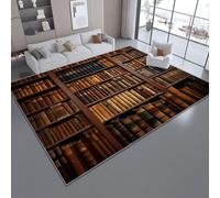 Tapis Livres et littérature Vintage antidérapant, Lavable Marron Bleu Ultra Doux,à Poils Bas, pour Salon, Chambre à Coucher, Chambre d'enfant 160x230