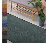 Tapis London à velours bouclé plat facile à entretenir Tapis d'intérieur vert 80x150 cm