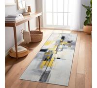 Tapis Long Et Étroit Style Moderne Géométrie Lignes 60X180 Cm Jaune, Lavable Et Antidérapant - Tapis De Passage pour Couloir, Cuisine Ou Chambre, Résistant, Facile À Nettoyer, Moderne