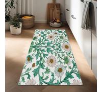 Tapis Long Plantes De William Morris Marguerites Lierre 40 x 120 cm Tapis Couloir, Blanc Lavable Et Antidérapant - Tapis De Passage pour Couloir Cuisine Ou Chambre Résistant Facile À Nettoyer Moquette