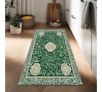 Tapis Long Vignes Florales De William Morris 60 x 180 cm Tapis Couloir, Vert Foncé Lavable Et Antidérapant - Tapis De Passage pour Couloir Cuisine Ou Chambre Résistant Facile À Nettoyer Moquette