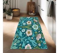 Tapis Long William Morris Feuilles Florales Rétro 50 x 140 cm Tapis Couloir, Vert Lavable Et Antidérapant - Tapis De Passage pour Couloir Cuisine Ou Chambre Résistant Facile À Nettoyer Moquette