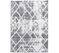 Tapis longs poils shaggy 160x230 rectangle tissé gris et blanc