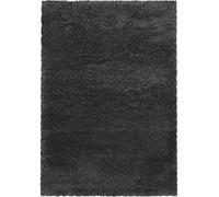 Tapis longs poils shaggy Ø200cm rond tissé gris motif uni UNI B