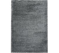 Tapis longs poils shaggy Ø200cm rond tissé gris motif uni UNI B