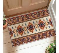 Tapis losange, bohème rustique, tête de flèche, motif zigzag, terre cuite, tapis de porte à poils ras - Ne perd pas ses poils - Pour salle de bain, entrée, chevet, porte - 0,6 x 0,9 m