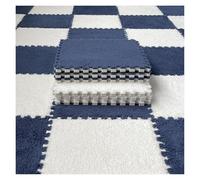 Tapis. Lot de 12 Tapis de Jeu carrés en Mousse à emboîtement avec Bordure(Navy Blue+White)