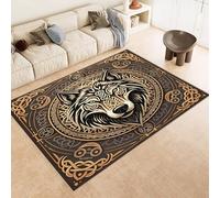 Tapis Loup 60x120 cm Texture Douce Cachemire Anti Dérapant Tapis Celtique Viking 3D Imprimé Motif Nettoyage Facile à l'Aspirateur ou en Machine Convient pour Salle de Bain Cuisine Entrée Carpet