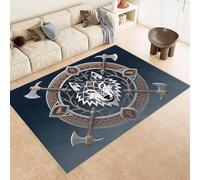 Tapis Loup 60x120 cm Texture Douce Cachemire Anti Dérapant Tapis Totem Viking 3D Imprimé Motif Nettoyage Facile à l'Aspirateur ou en Machine Convient pour Salle de Bain Cuisine Entrée Carpet