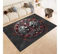 Tapis Loup Enfant 60x90 cm Imitation Cachemire Tapis Totem Viking 3D Imprimé Motif Fond Silencieux Lavable Nettoyage Sec ou Humide pour Couloir Spacieux Descente de Lit Moquette Chambre Rug