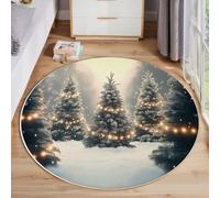 Tapis Lumières Couleur Sapin De Noël - Tapis Salon, Salle À Manger, Chambre Adulte Et Ado, Cuisine, Design Paysage Naturel, Lavable Antidérapant Poil Ras Doux Grande Taille 120 Cm, Gris Anthracite