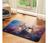 Tapis lumineux Sika pour nourriture pour animaux de compagnie, 60 x 40 cm, absorbant, antidérapant, en cuir synthétique, fond en caoutchouc, séchage rapide, tapis de table enroulable pour gamelle pour