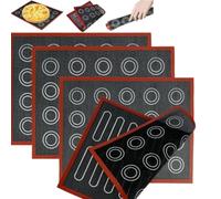 Tapis Macarons Silicone 40x30cm Super Épais Tapis de Cuisson Silicone Macaron Réutilisable Tapis de Cuisson Silicone Micro Perforé pour Biscuits Macarons Pizza Choux Pain （4Pcs）