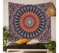 Tapis mandala bohème, tapis hippie, paon psychédélique, tapis boho, tapisserie pour chambre (230 cm x 180 cm,couleur 1)