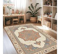 Tapis mandala, traditionnel, classique, floral, géométrique, sans terre cuite, antidérapant, esthétique, tapis de sol rectangulaire pour salon, chambre à coucher, couloir, bureau, décoration 1,2 x 1,8