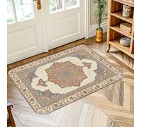 Tapis mandala, traditionnel classique, floral, géométrique, sans terre cuite, tapis rectangulaire à poils ras en éponge qui ne perd pas ses poils, salle de bain, entrée, chevet, décoration de porte
