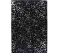 Tapis Marbré à Poils Longs "Bijou" Noir & Argent 200 x 290 cm