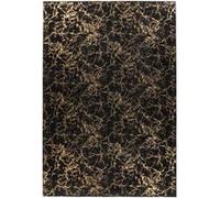 Tapis Marbré à Poils Longs Bijou Noir & Or 80 x 150 cm