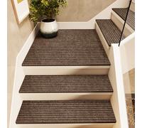 Tapis Marche D'escalier Absorbant Lavable Interieur Extérieur, Moquette Escalier en Fibre Polyester avec Semelle en Caoutchouc Antidérapant, Tapis Sécurité pour Bois/Marbre/Béton/Escalier Métallique (