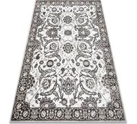 Tapis MATEO 8037/944 Cadre à motifs modernes, fleurs - gris structurel / beige 180x270 cm