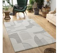 Tapis Mia's Theo - Tapis Moderne à Poils Courts, Effet Haut/Bas, Effet 3D, Haute densité de Poils, Doux, Design géométrique, Crème, 120 x 170 cm