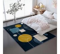 Tapis Minimalisme géométrie Art Imprimé -Tapis de Convient aux Adultes et aux Enfants, Noir Flanelle Douce Lavable Antidérapant und Confortable pour Salon ou Bureau 50 x 80 cm