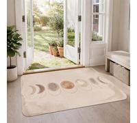 Tapis minimaliste avec phases de lune céleste, 0,6 x 0,9 m | Thème céleste, art minimaliste, tons de terre doux, décoration d'espace de méditation, atmosphère sereine