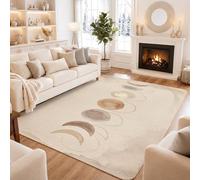 Tapis minimaliste phases de lune céleste 1,5 x 2,1 m | Thème céleste, art minimaliste, tons de terre doux, décoration d'espace de méditation, atmosphère sereine