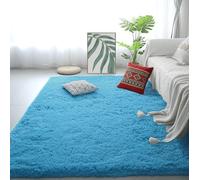 Tapis Moderne 130 x 180 cm Antidérapant Soft Fluffy Area Rugs Tapis Facile à Nettoyer pour Chambre et Salon Cuisine, Bleu