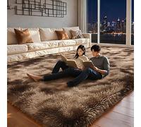 Tapis Moderne 270 x 310 cm Facile à Entretenir Tapis Salon Shaggy Chambre Doux - Antidérapant - Lavable pour Chambre à Coucher, d'enfant, Brun