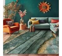 Tapis moderne - 70 x 200 cm - Vert abstrait - Pour chambre à coucher, salle à manger, couloir et cuisine - Décoration d'intérieur contemporaine - Antidérapant et facile d'entretien