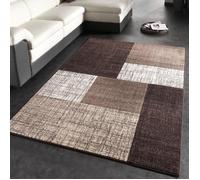 Tapis Moderne à Carreaux Poils Courts Moucheté Brun Crème [60x110 cm]